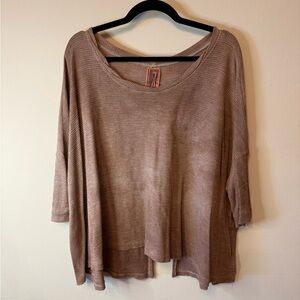 Free People Women's Relaxed Waffle Knit Top with Split Back